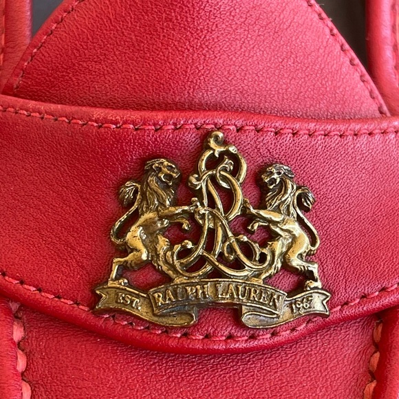 RALPH LAUREN Vtg 80’s Red Leather Loafers Crest Bench Made in Maine USA 8 RARE!! - Picture 4 of 12